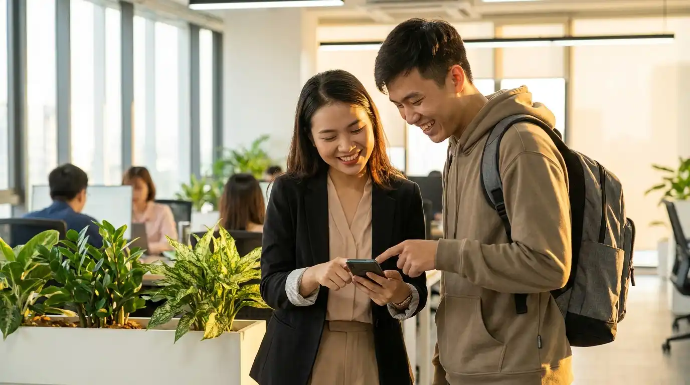 Vay tiền cho sinh viên và nhân viên văn phòng — người trẻ Việt Nam kiểm tra hồ sơ vay trên laptop